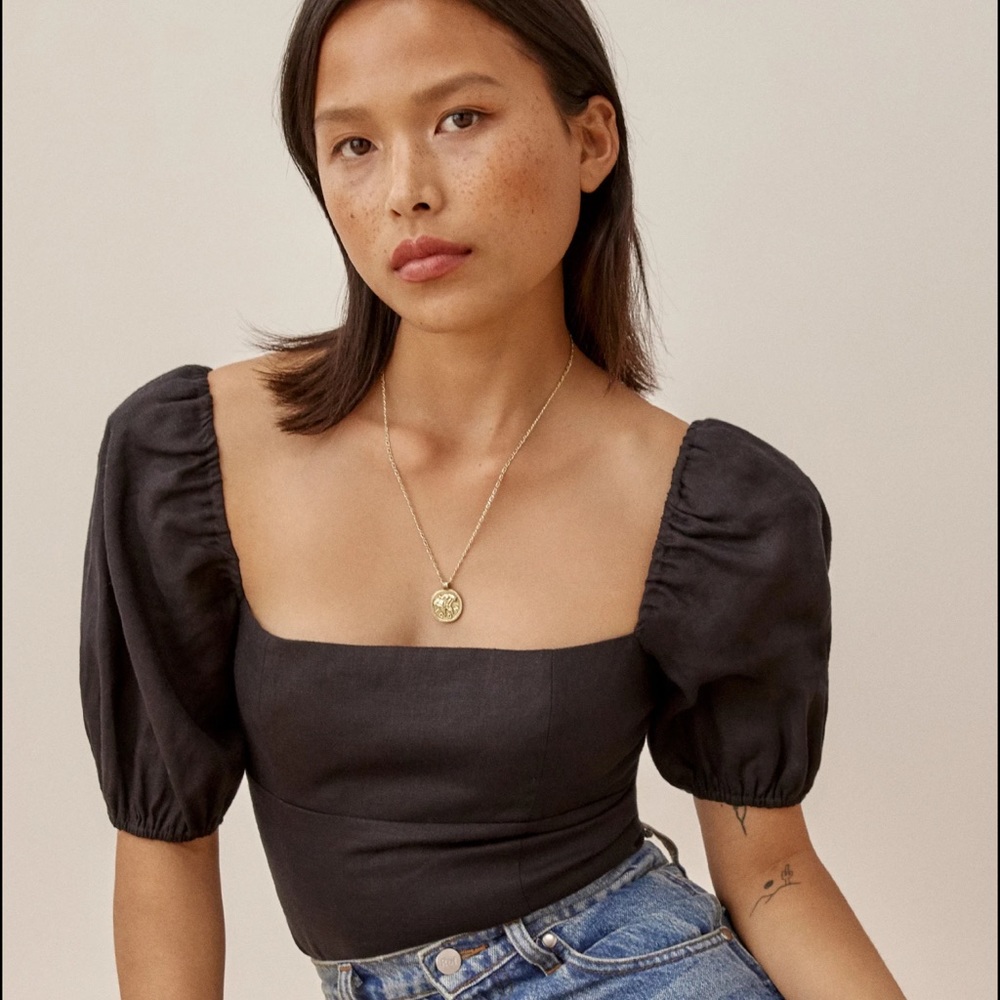 NWT Arancini Linen Top in Black, Size 10